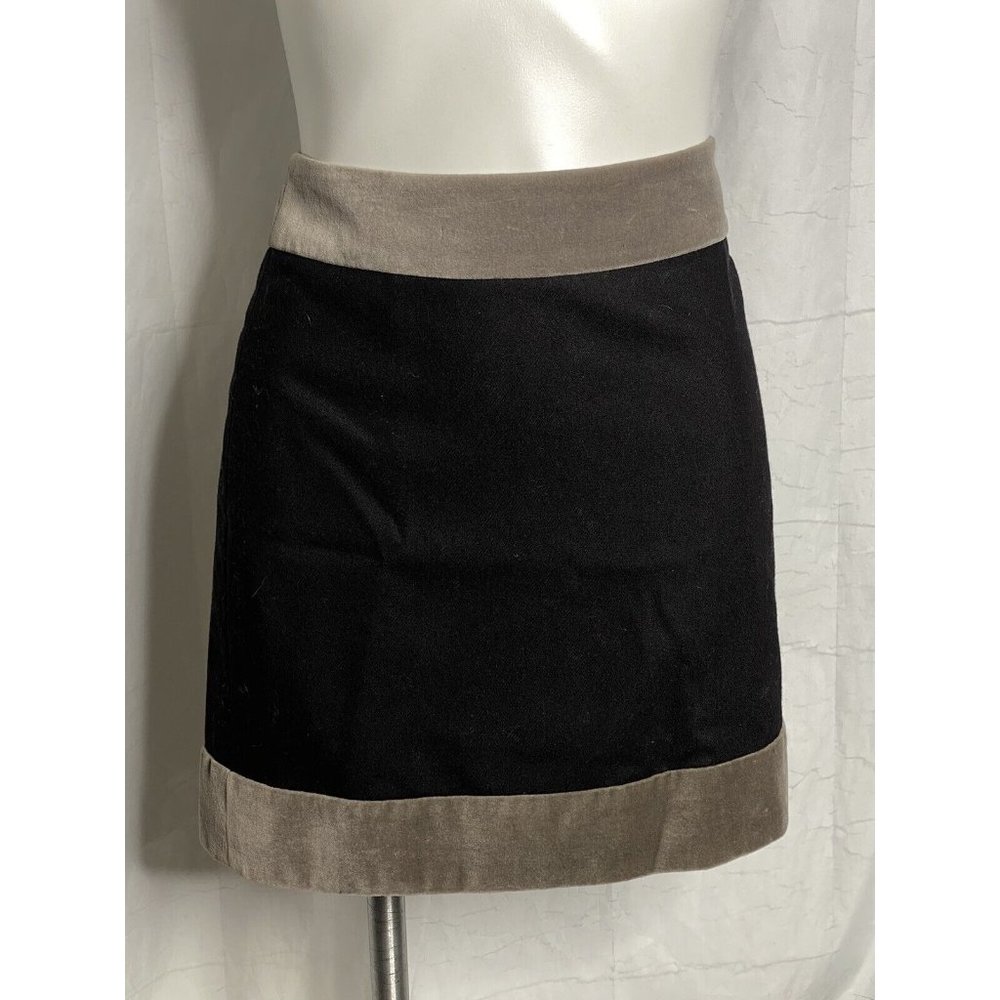 Kenneth‎ Cole Mini Skirt Black Grey Wool Velvet Like Block 6 Above Knee Zips